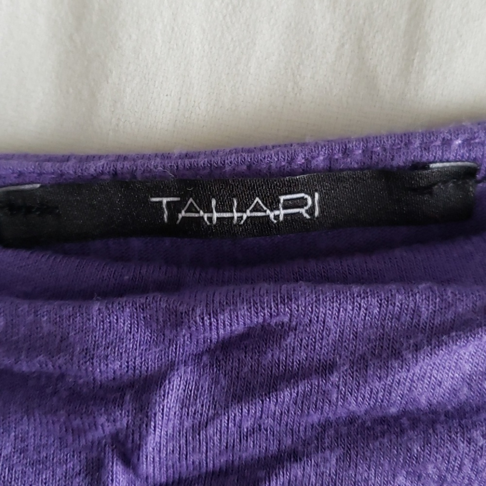 Tahari Purple Sleeveless Drape Top - Picture 4 of 5